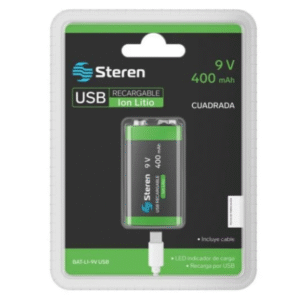 BAT-LI-9V USB BATERIA RECARGABLE USB LI-ION 9V 400MAH